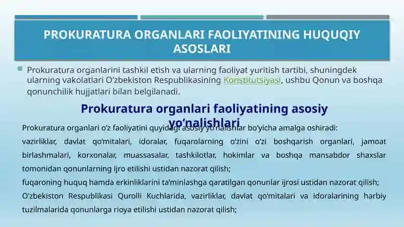 O‘zbekiston Respublikasi Prokuratura Organlarining Asosiy Vazifalari 3