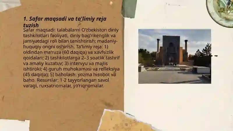 Talabalar bilan O'zbekistondaqi diniy tashkilotlarga borish 3