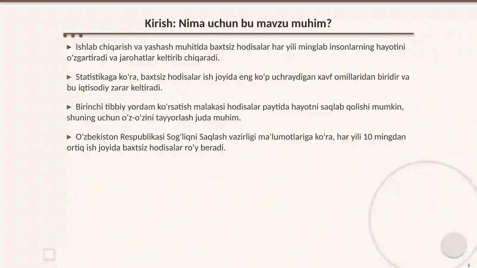 Ishlab chiqarish va yashash muhitida baxtsiz hodisalarda birinchi tibbiy yordam 3