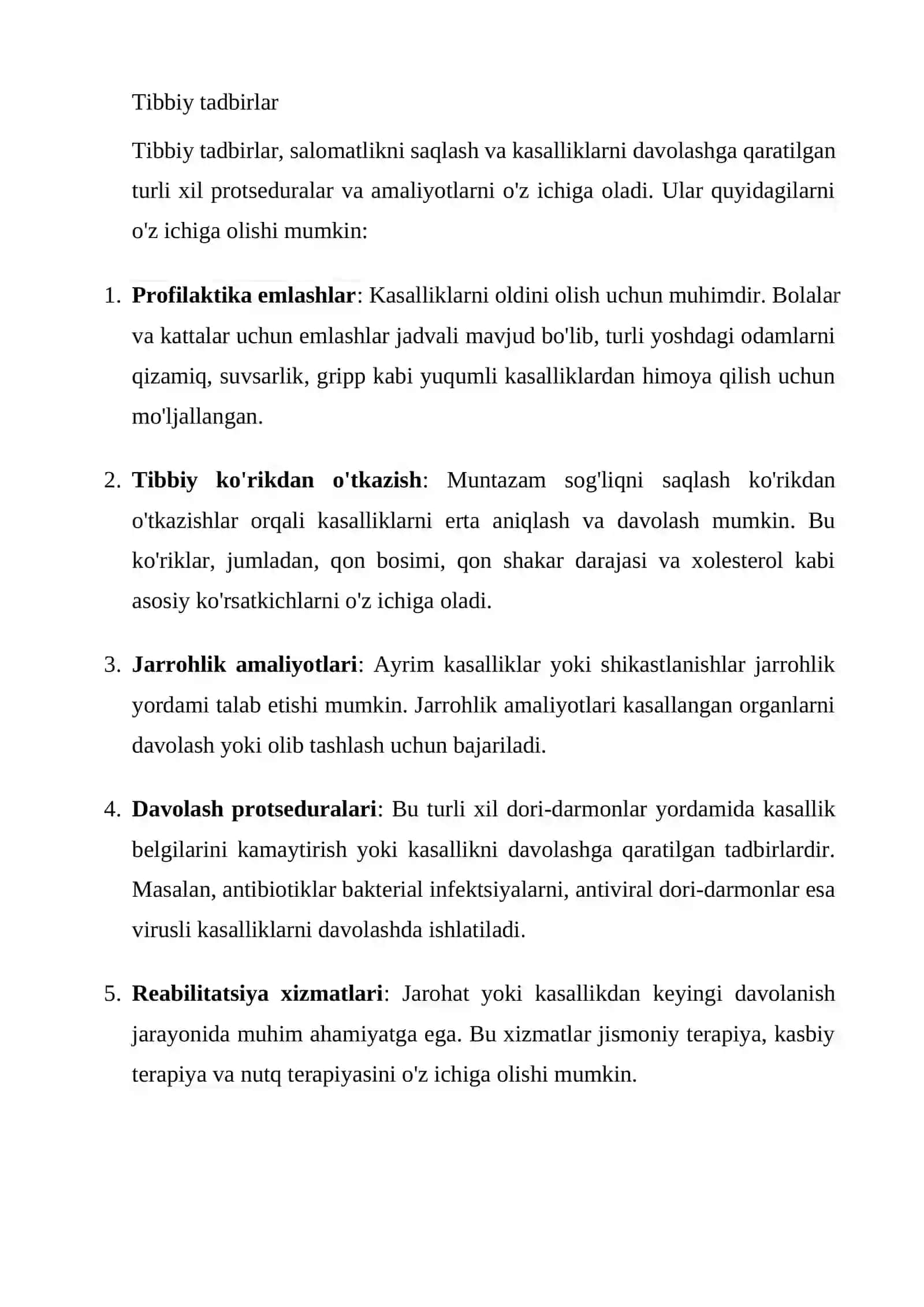 Xavfsizlik choralarini ko'rish, Tibbiy tadbirlar o'tkazish, bolalar kasalliklarining oldini olish 3