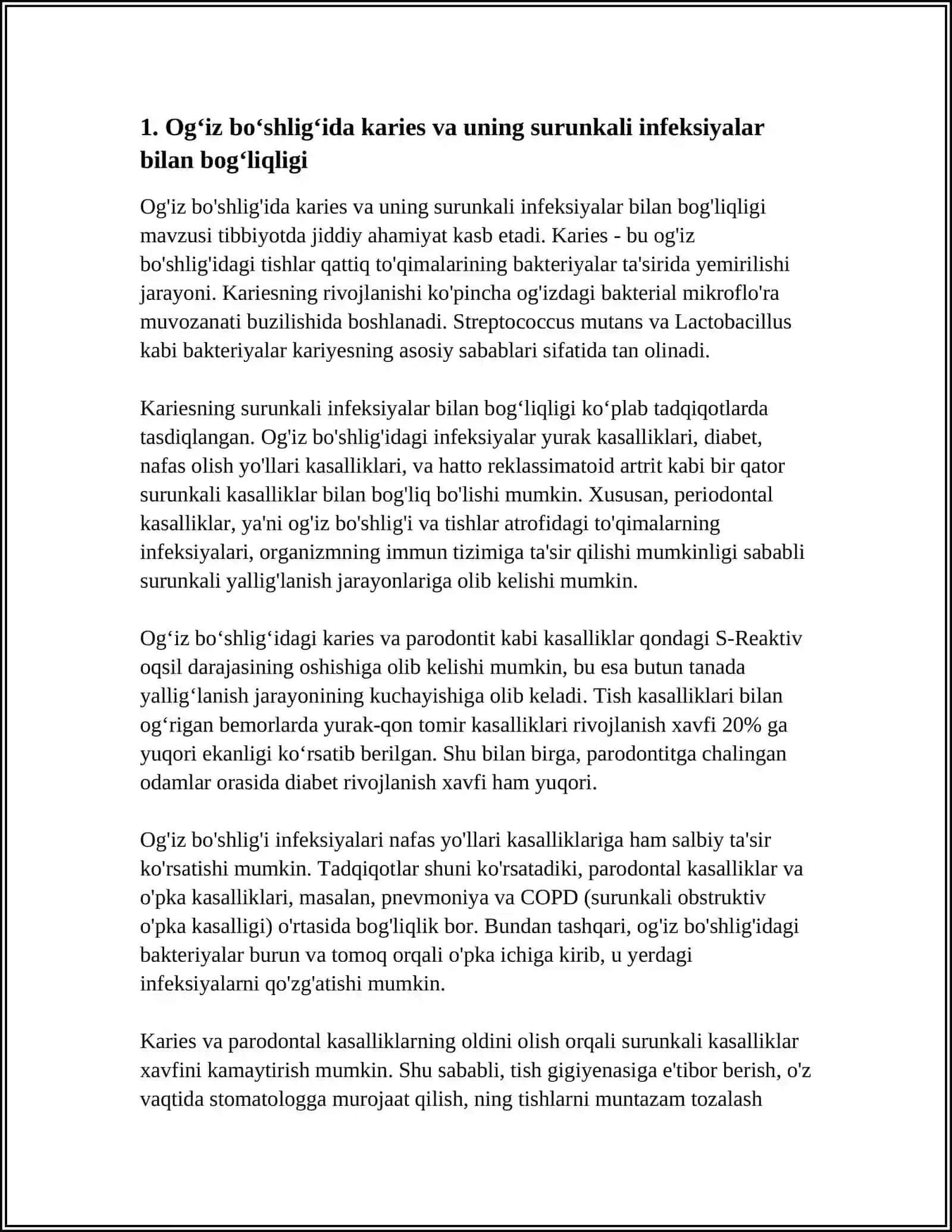 BOLALARDAGI SURUNKALI INFEKSIYA O‘CHOKLARI TURLARIDA OG‘IZ BO‘SHLIG‘IDAGI O‘ZGARISHLAR 3