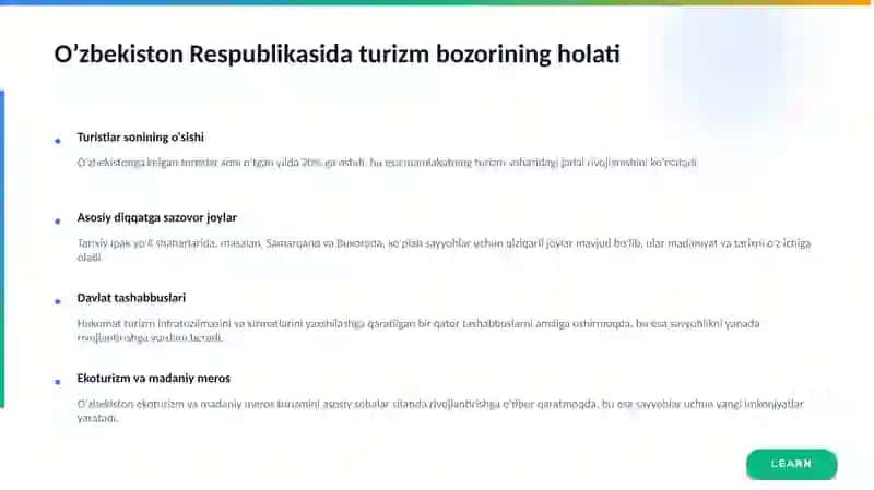 O’zbekiston Respublikasida Turizm Bozori 3