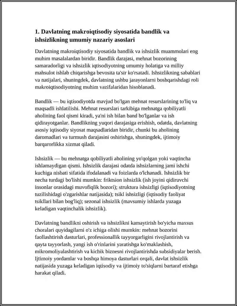 DAVLATNING MAKROIQTISODIY SIYOSATIDA BANDLIK VA ISHSIZLIK MUOMOLARI 3