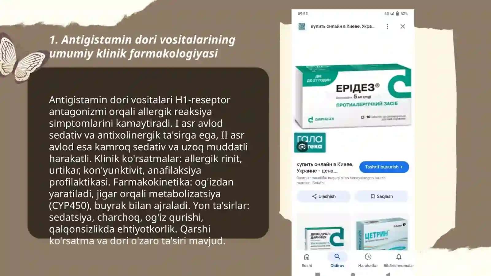 Antigistamin dori vositalarining klinik farmakologiyasi 3