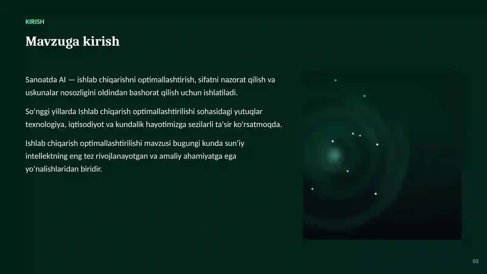 SUN'IY INTELLEKT • AI SANOAT VA ISHLAB CHIQARISHDA 3