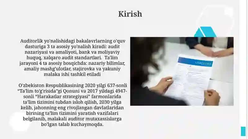 Bank ishi va aydit yo’nalishida mutaxassislikka qo’yilgan talablar 3