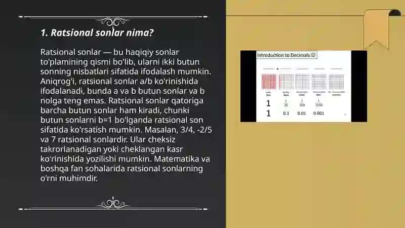 Ratsional sonlarni cheksiz o'nli kasr shaklida tasvirlash 3