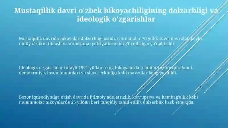 Istiqlol davri oʻzbek qissachiligining oʻziga xos qirralari 3