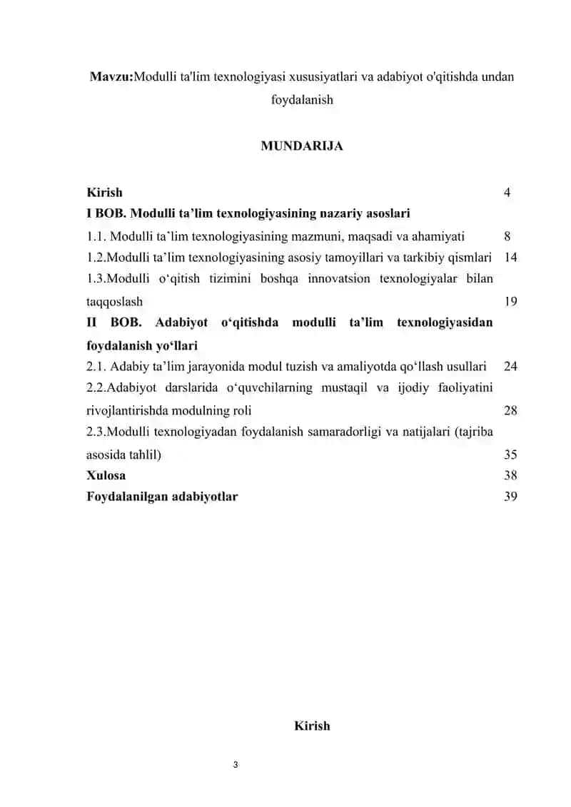 Modulli ta'lim texnologiyasi xususiyatlari va adabiyot o'qitishda undan foydalanish 3