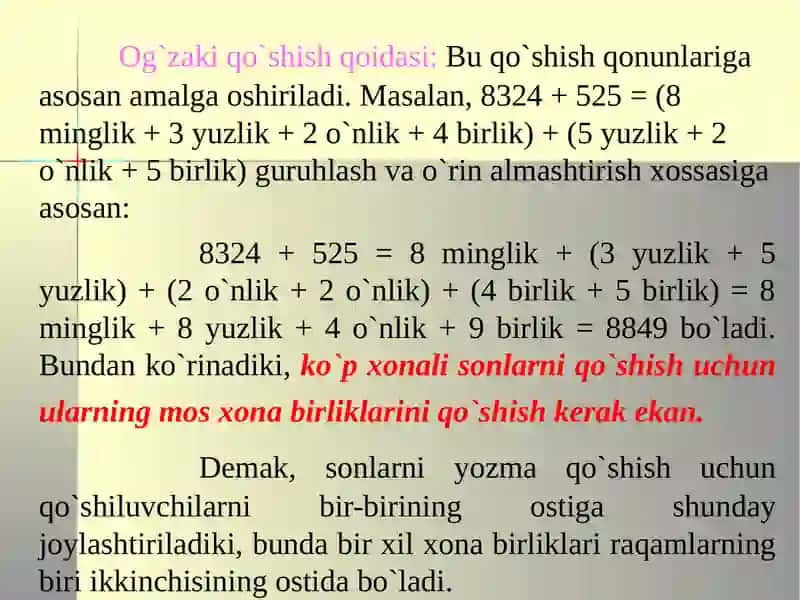 O`nlisanoq sistemasida arifmetika 3