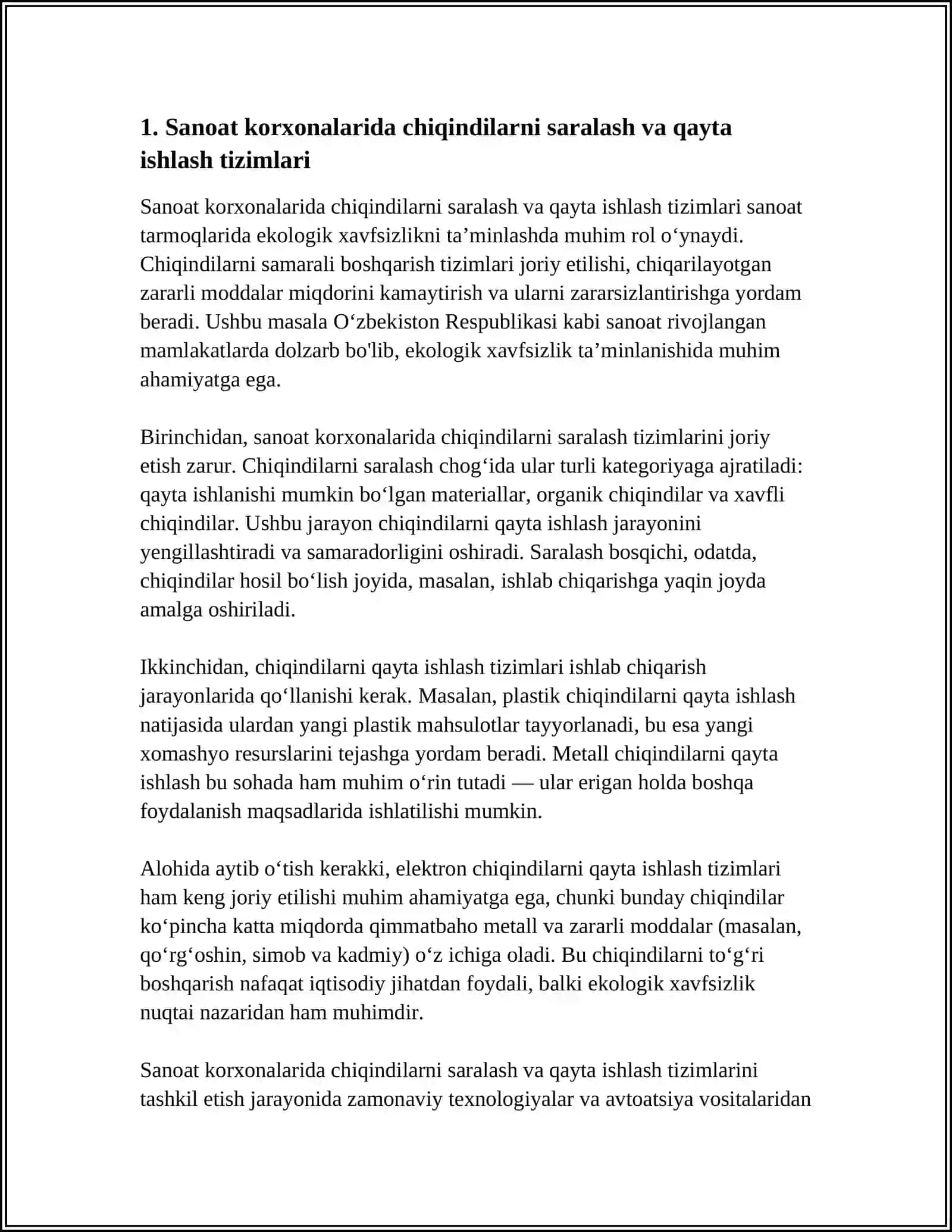 Sanoat tarmoqlarida ekologik xavfsizlikni ta’minlash 3