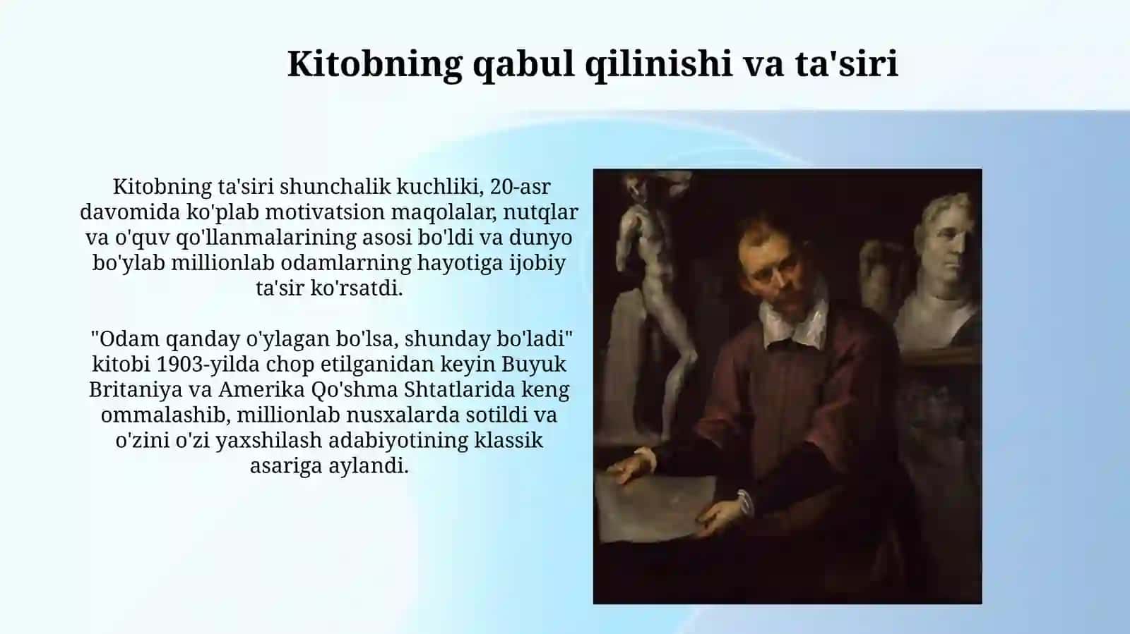 Jeyms Allen "Insonning fikrlashi"asariningyaratilishi 3