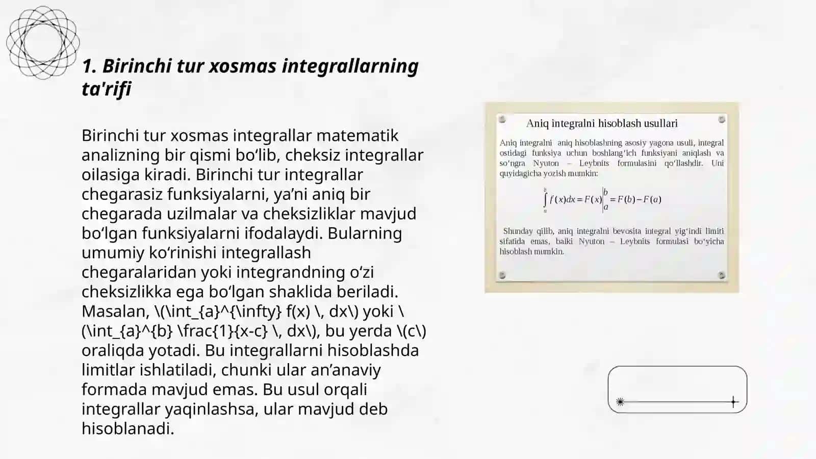Birinchi tur xosmas integrallar 3