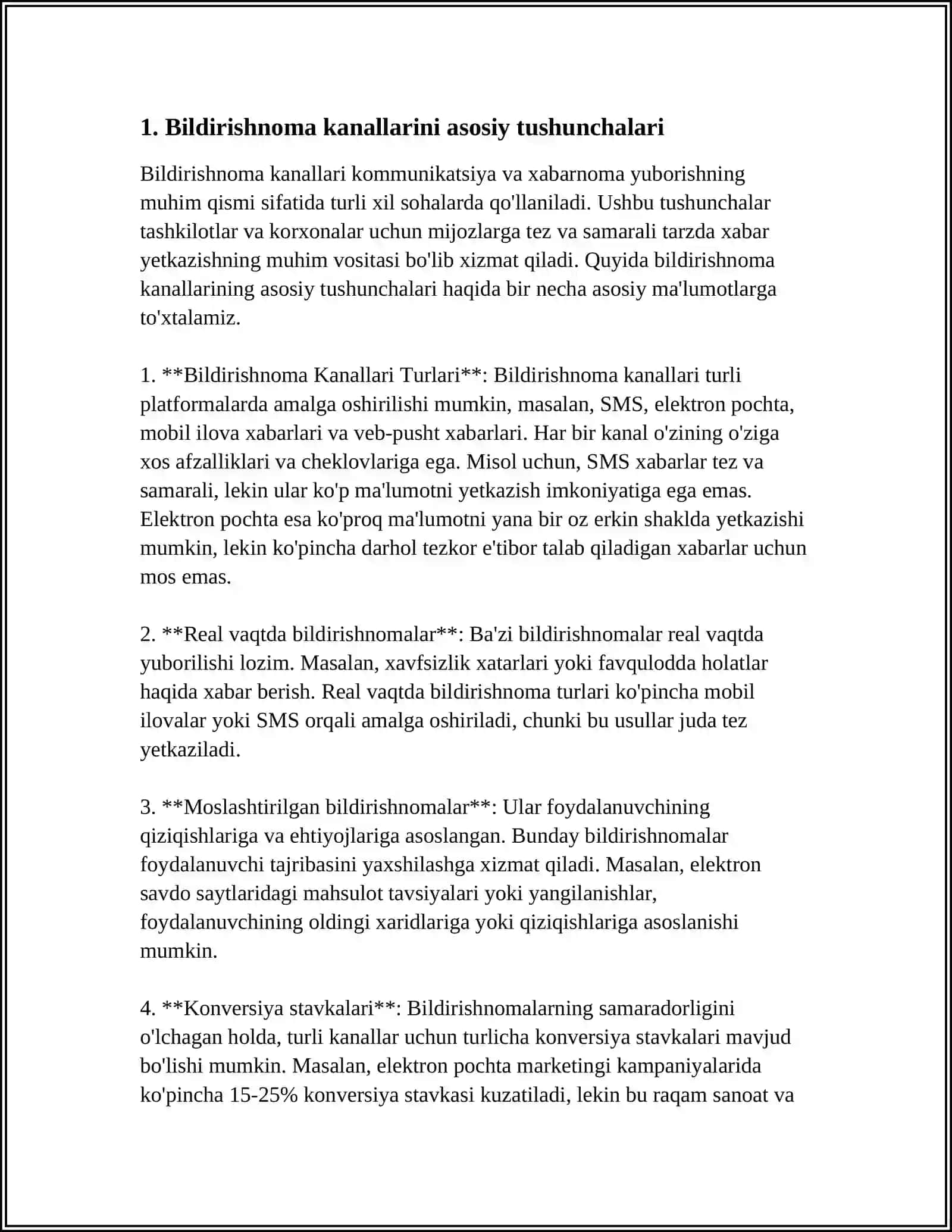 MOBIL ILOVALARDA BILDIRISHNOMALAR (NOTIFICATION) BILAN ISHLASH. BILDIRISHNOMA KANALLARINI YARATISH VA BOSHQARISH 3