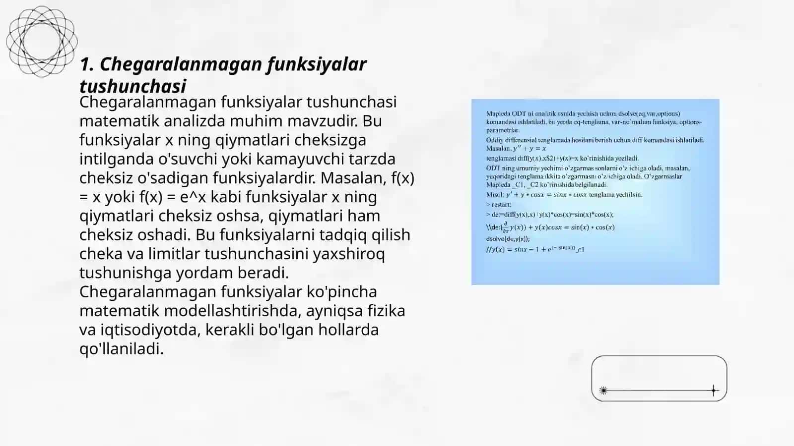 Chegaralanmagan funksiyalar tushunchasi 3