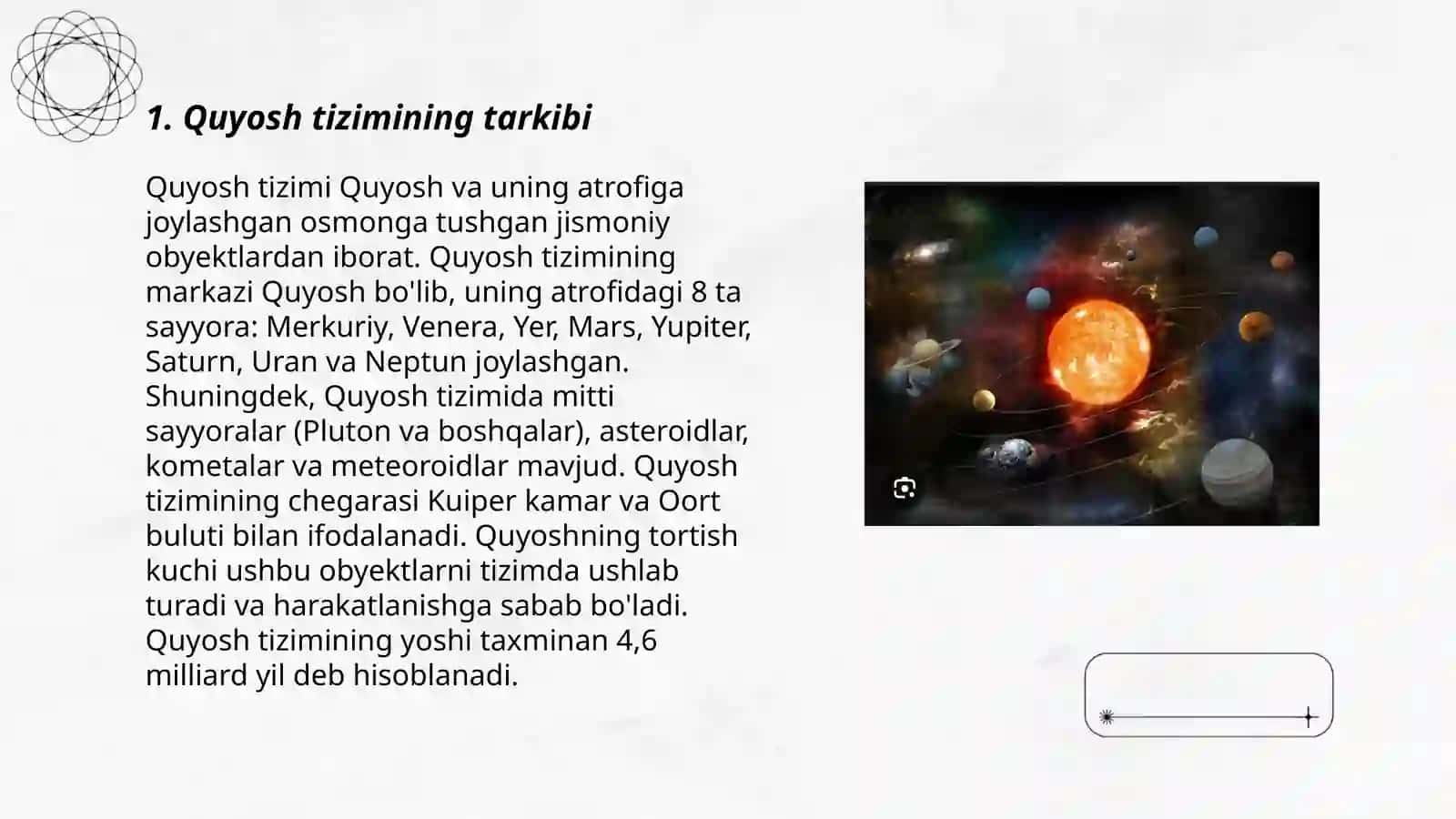 Quyosh tizimi sayyoralarining tuzilishi va harakat qonuniyatlari 3