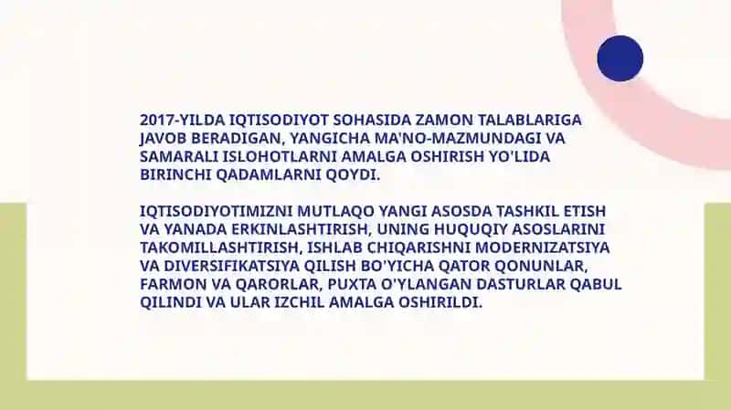 Iqtisodiyotni rivojlantirish va liberallashtirishning ustuvor yo'nalishlari 2017-2021yillar 3