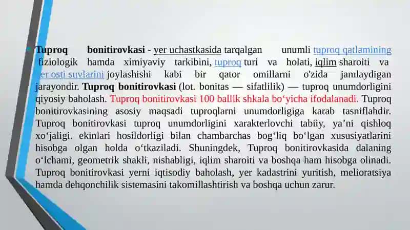 Tuproq Bonitirovkasi 3