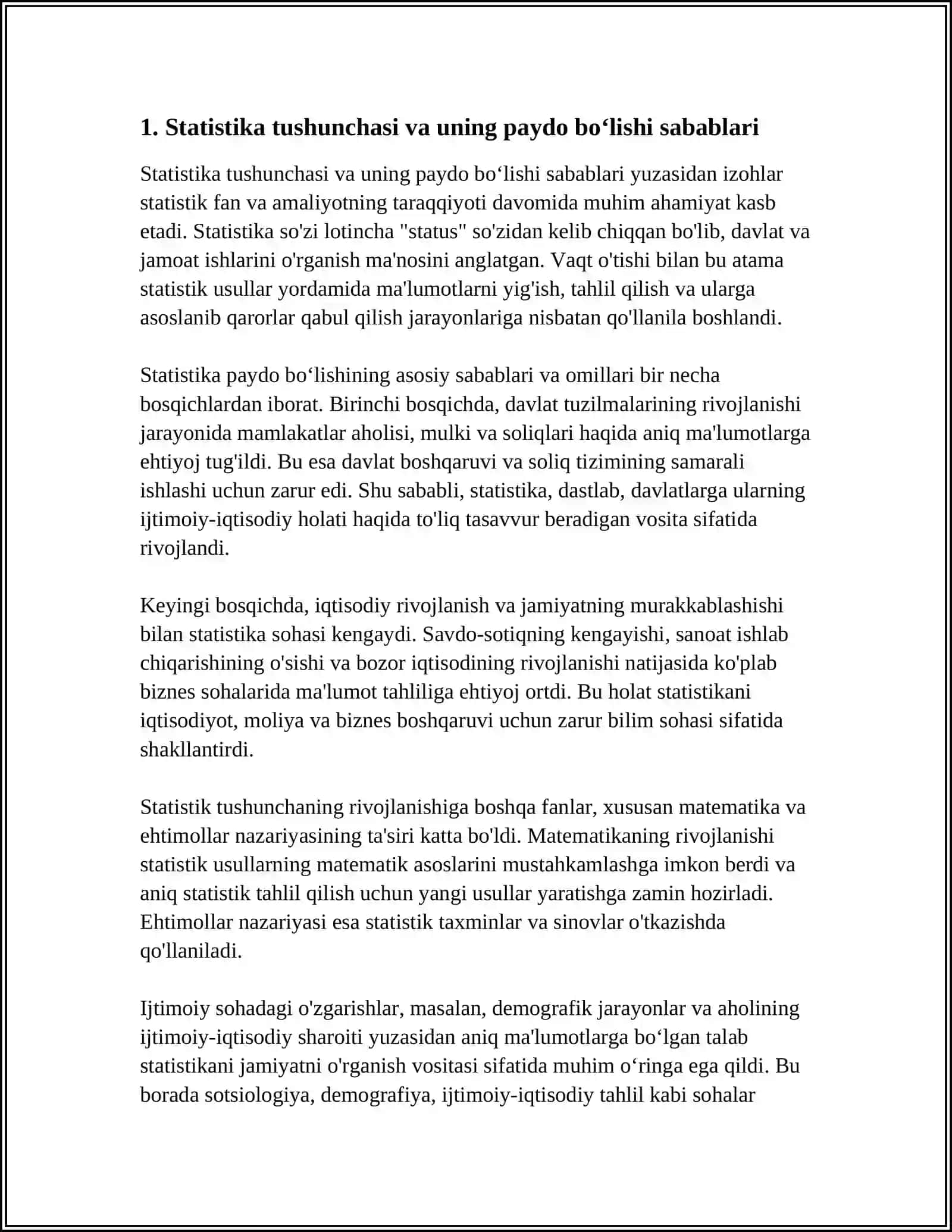 STATISTIKANING PAYDO BOʻLISHI VA RIVOJLANISHI 3