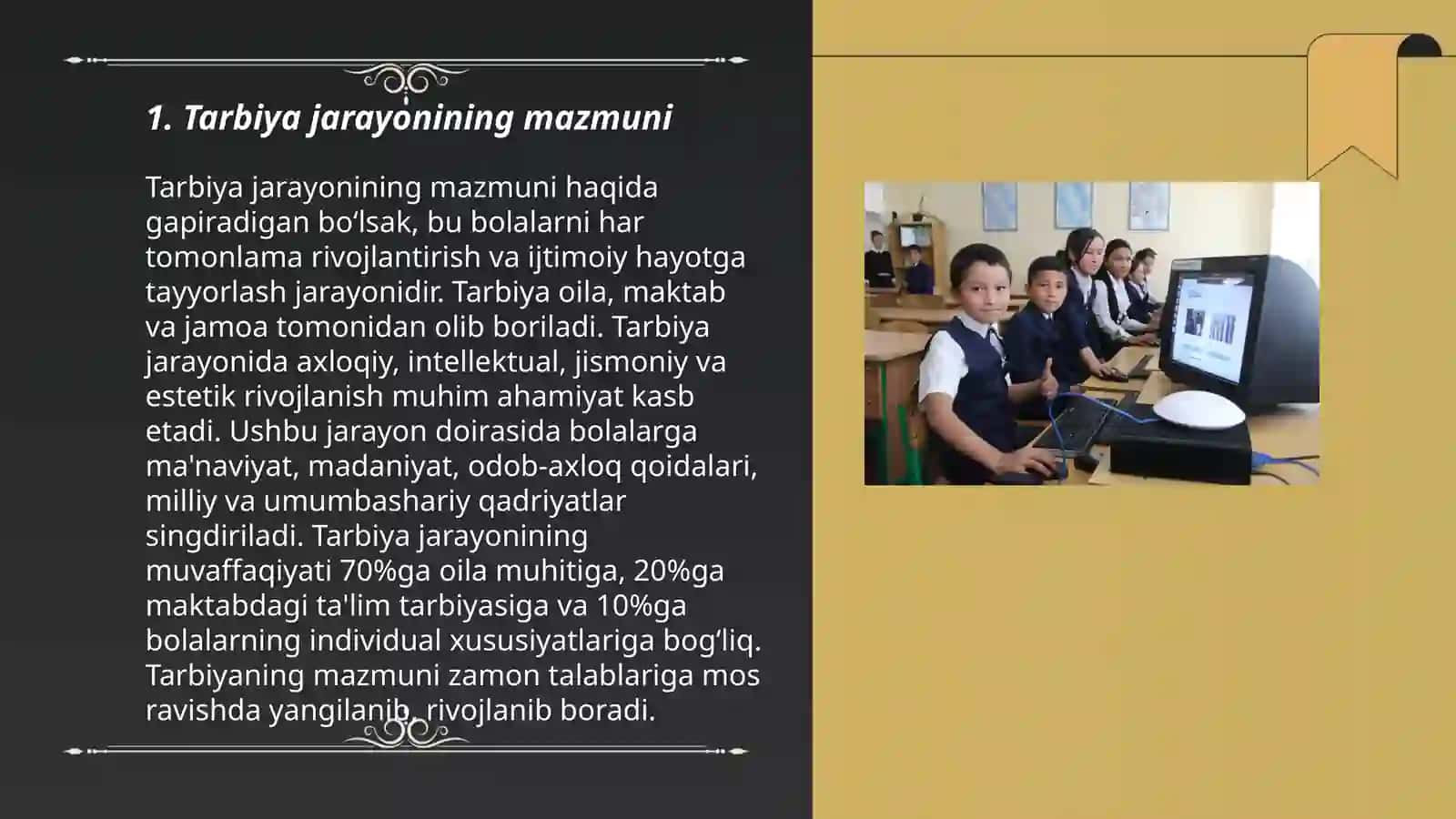 Tarbiya jarayonining mihiyati va mazmini. Tarbiya qonunlari va tamoyillari 3