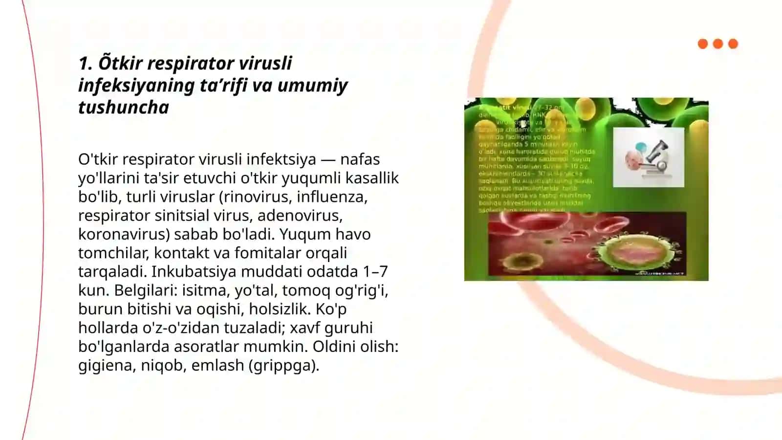 Õtkir respirator virusli infeksiya. Viruslar haqida tushuncha 3
