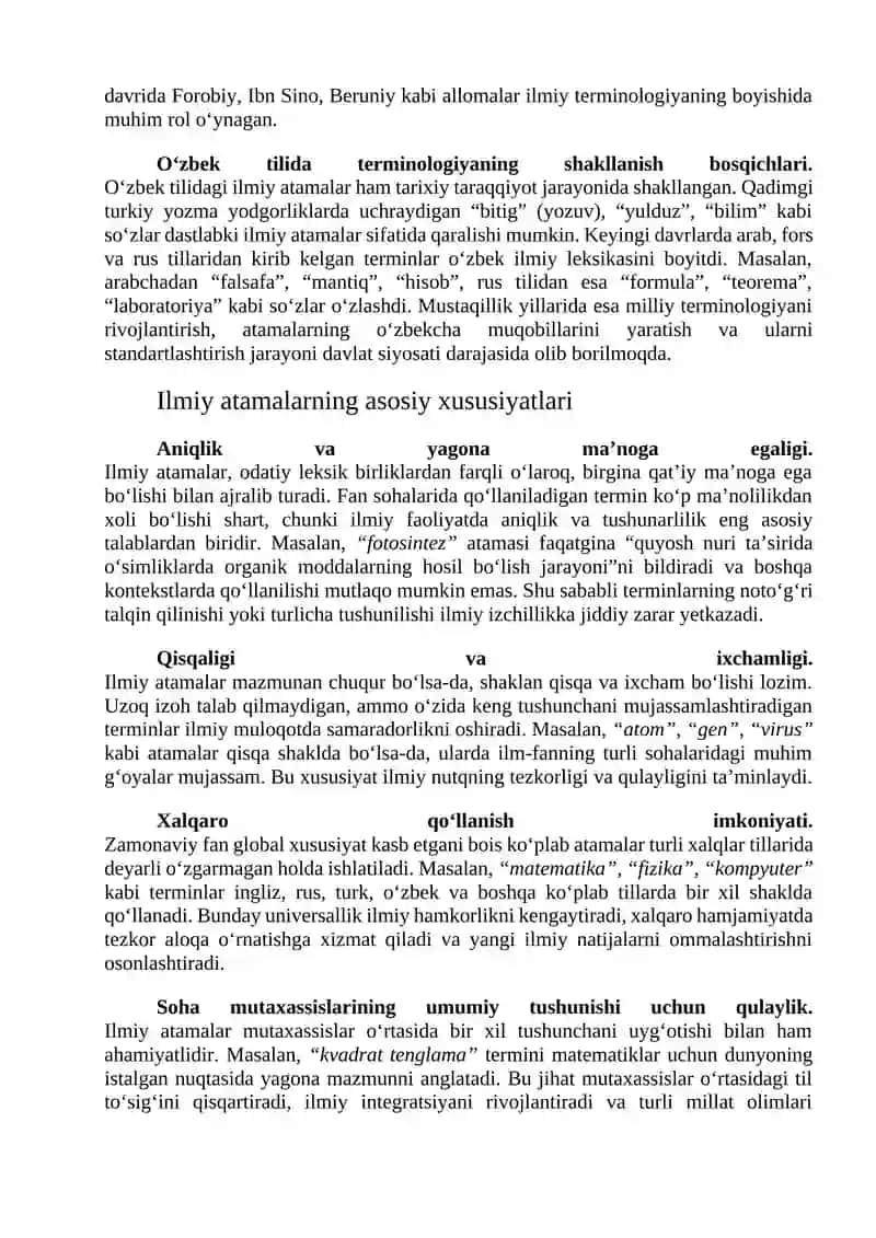 Ilmiy atamalar (terminlar)dan foydalanish 3