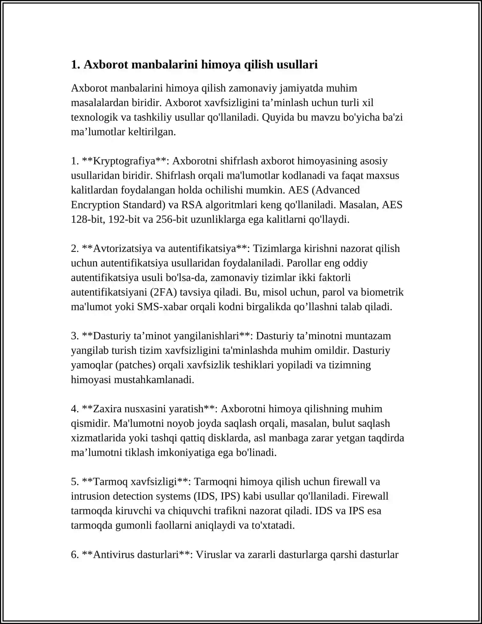 AXBOROT MANBALARINI OSHKOR ETMASLIK HOLATLARI 3