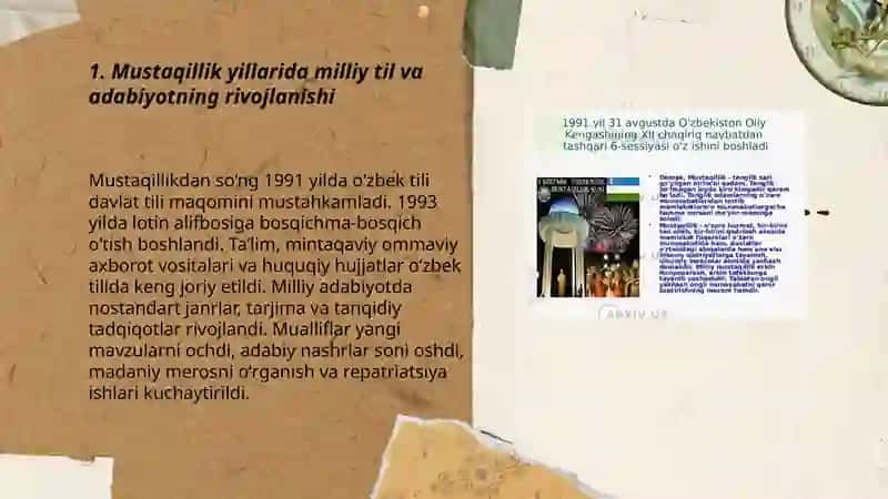 MUSTAQILLIK YILLARIDA O’ZBEKISTONDAGI MA’NAVIY VA MADANIY TARAQQIYOT 3