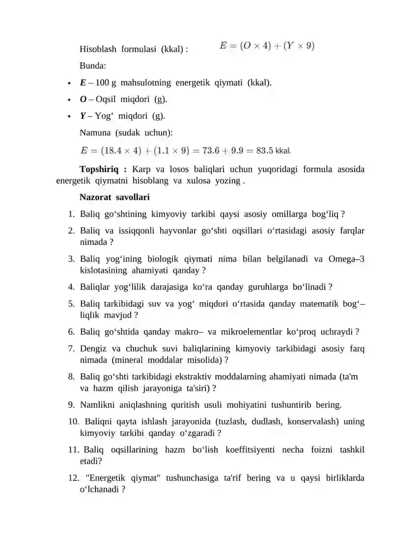 Baliqning Kimyoviy Tarkibi 3