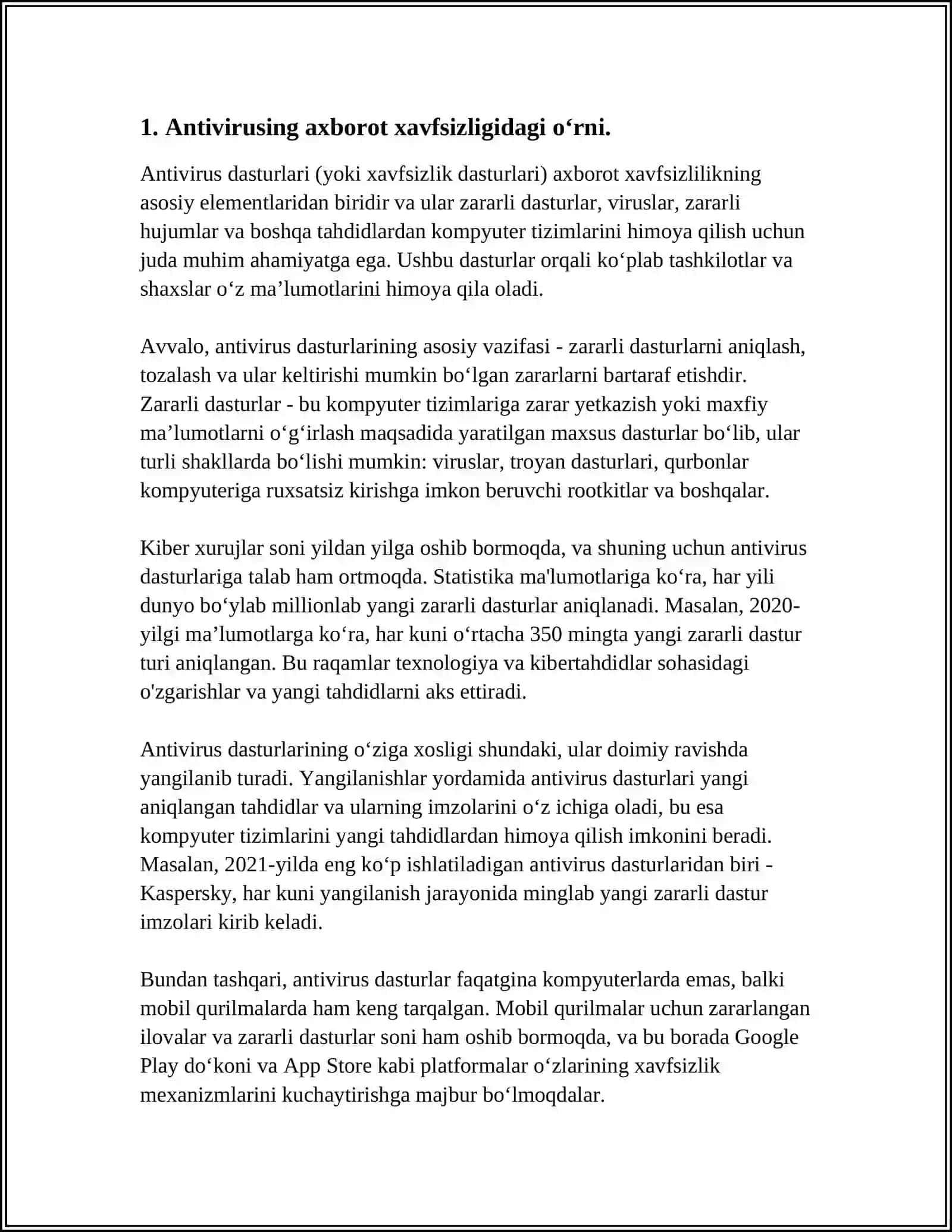 Antivirusing axborot xavfsizligidagi о‘rni 3