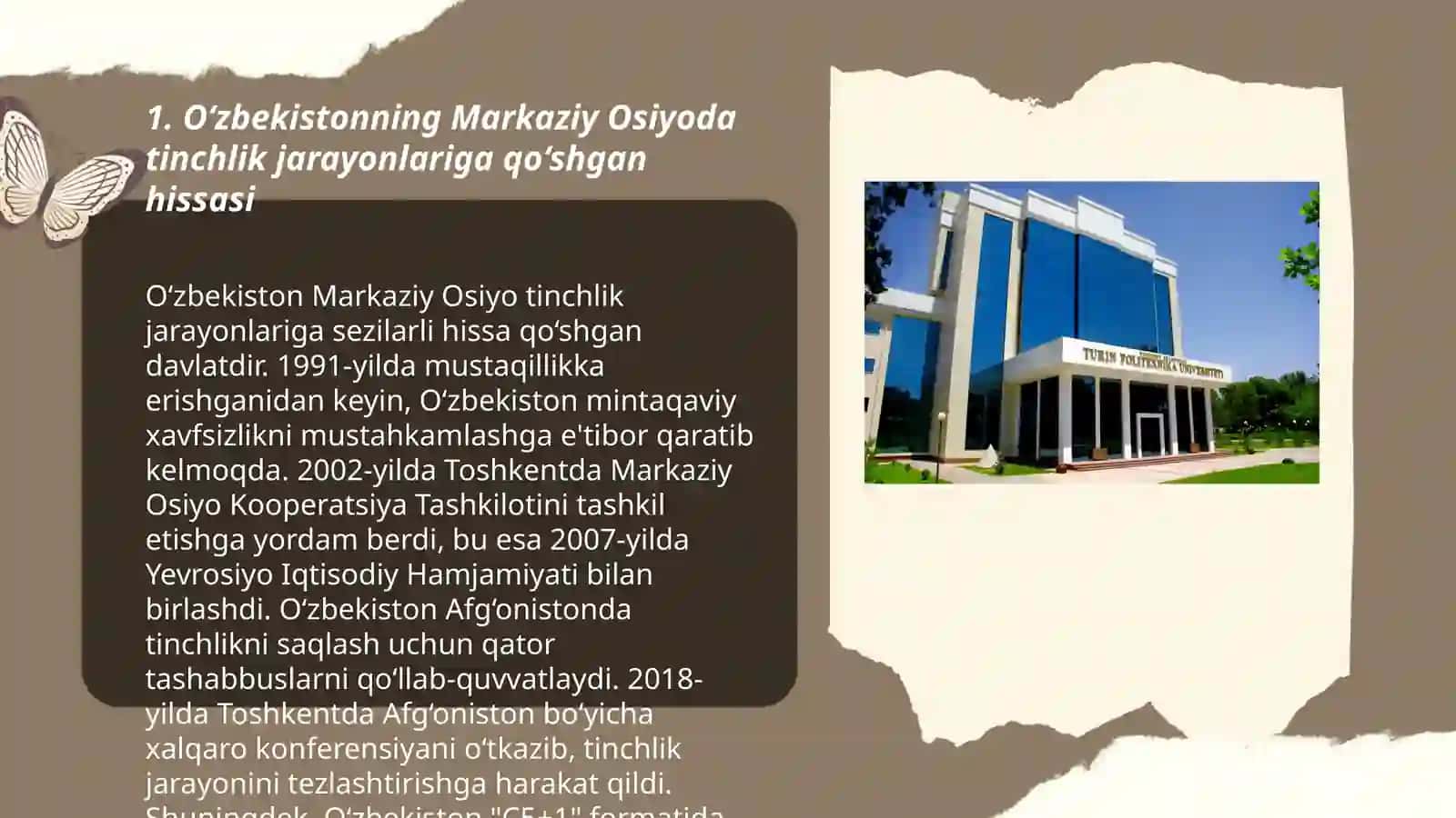 O‘zbekistonning Markaziy Osiyoda tinchlik va barqarorlikni ta’minlashdagi o‘rni 3