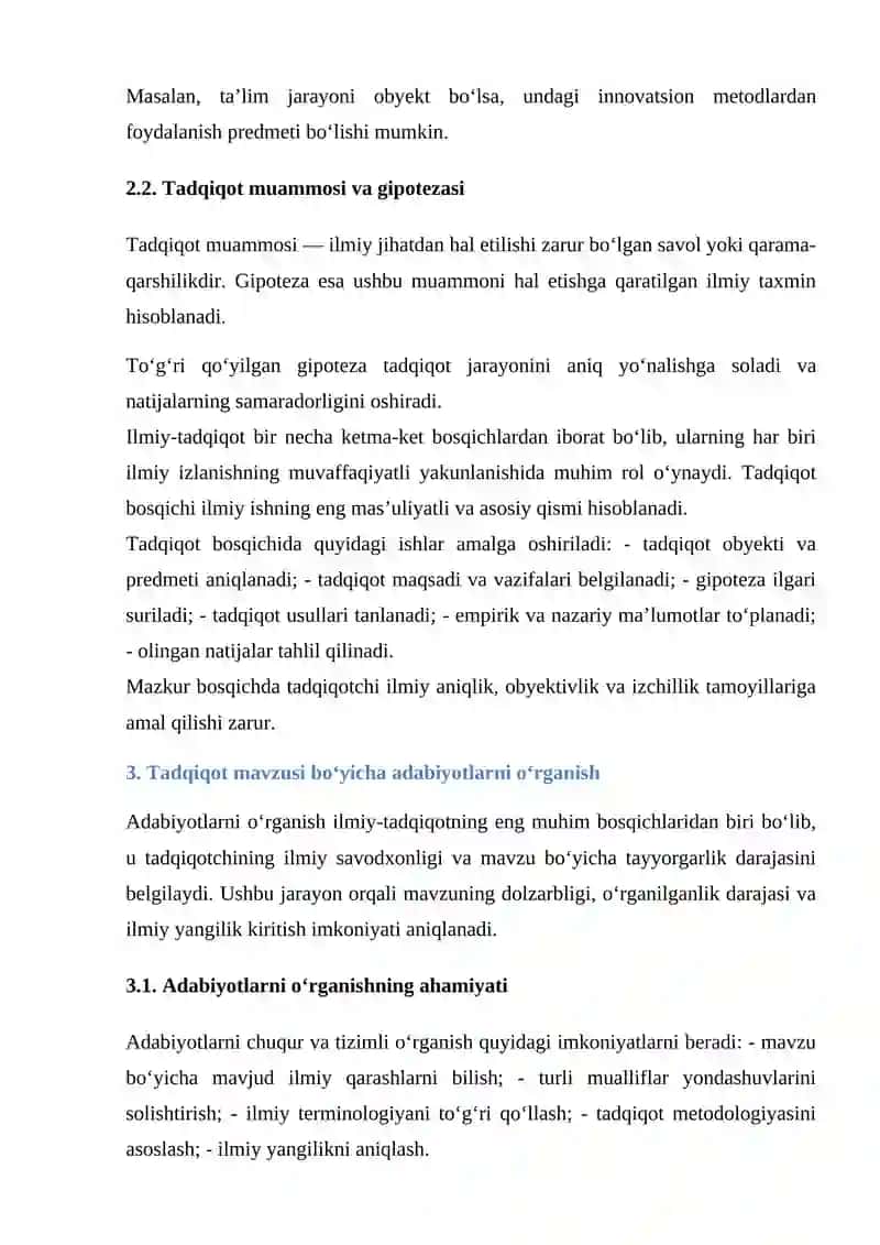 Ilmiy-tadqiqotning tadqiqot bosqichi 3