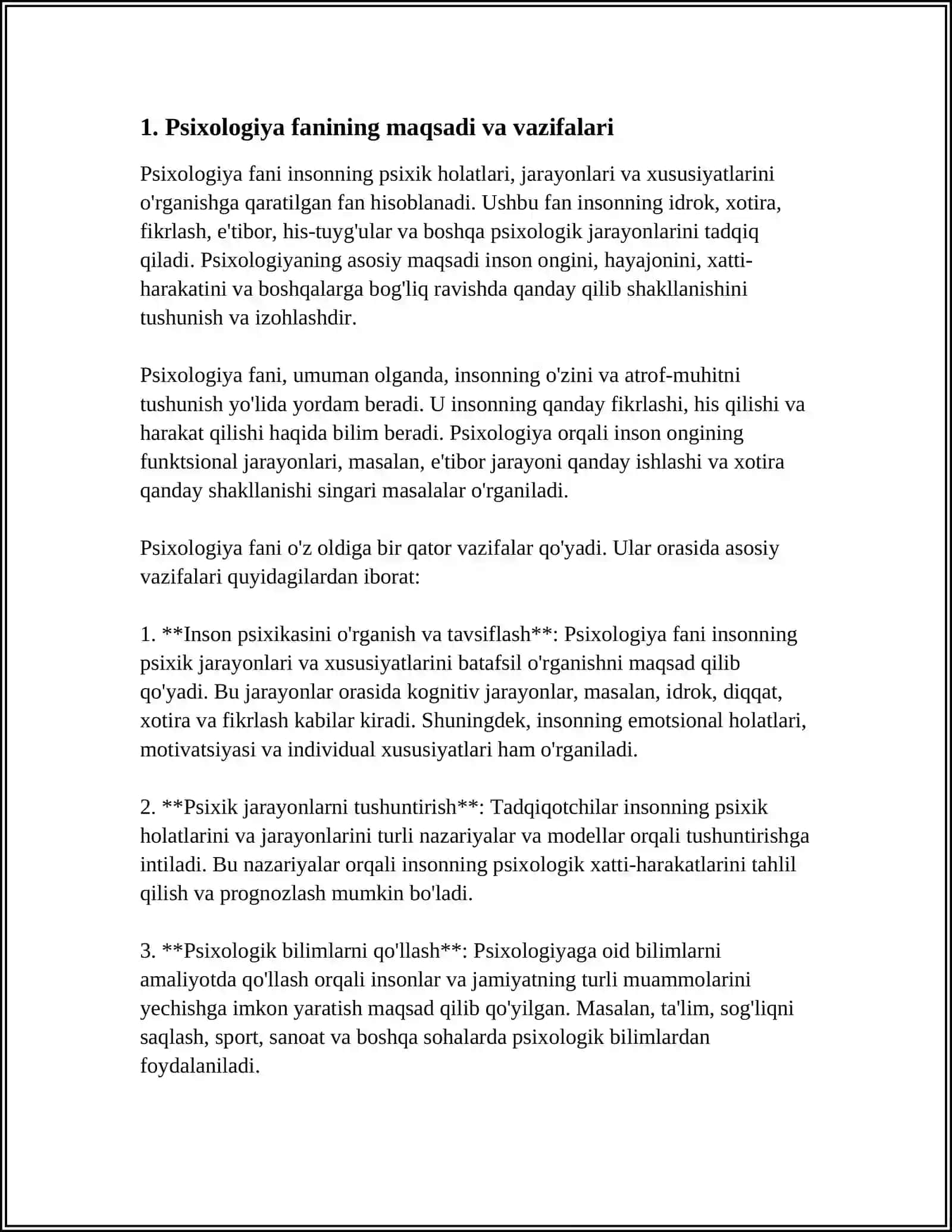 PSIXOLOGIYANING UMUMIY MASALALARI VA PSIXOLOGIYA NIMA HAQIDA BAHS YURITADI? 3