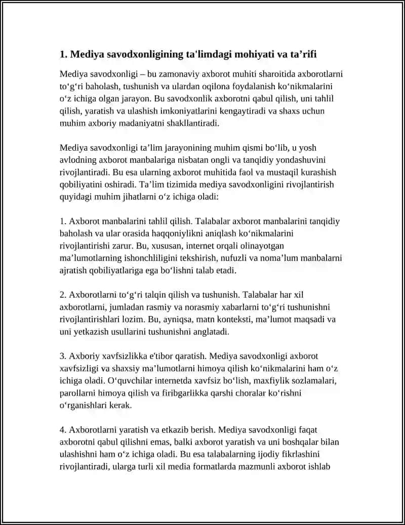 Mediyasavodxonlik va axborot madaniyatining ta'limdagi axamiyati 3