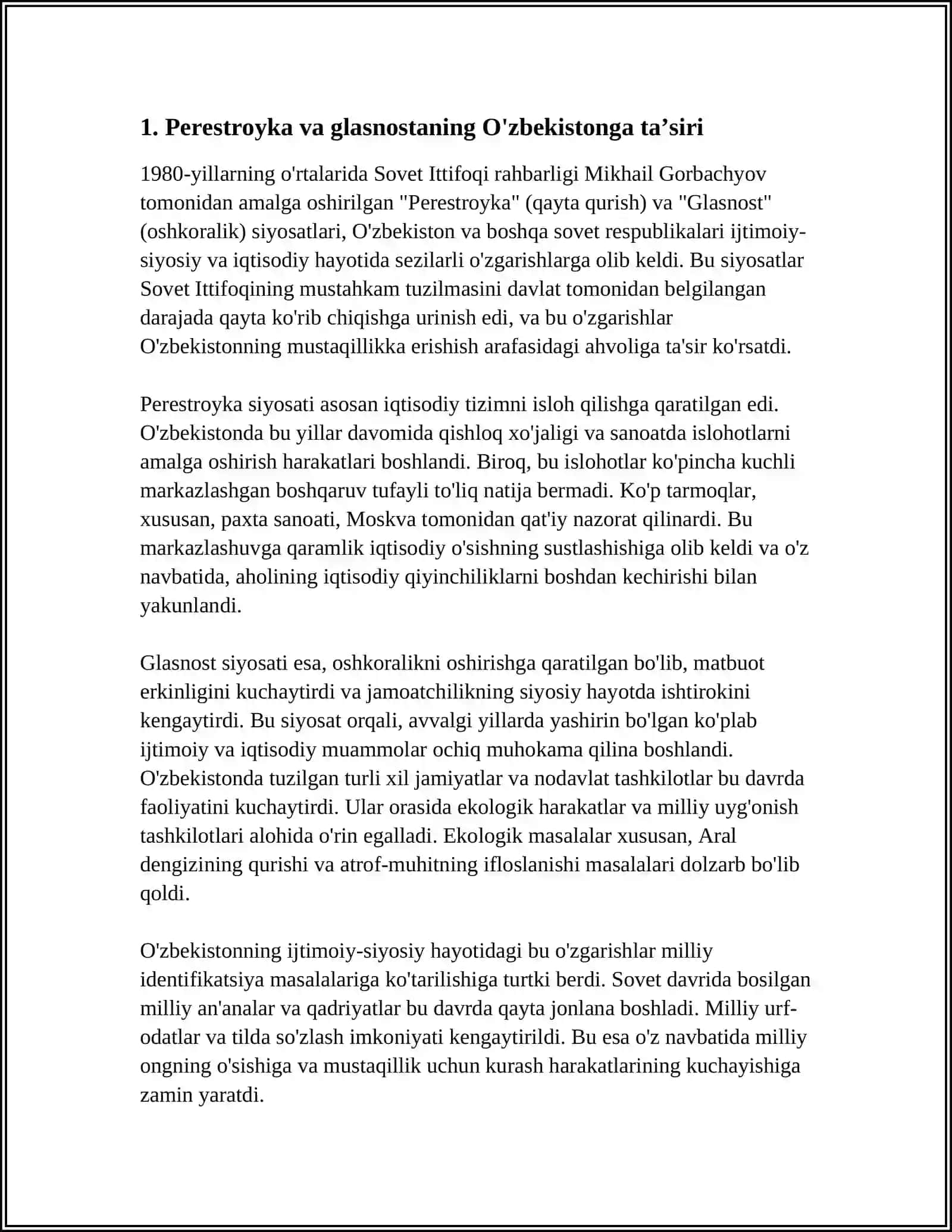 O'ZBEKISTONNING MUSTAQILLIKKA ERISHISHI ARAFASIDAGI IJTIMOIY-SIYOSATI VA IQTISODIY AHVOLI 3