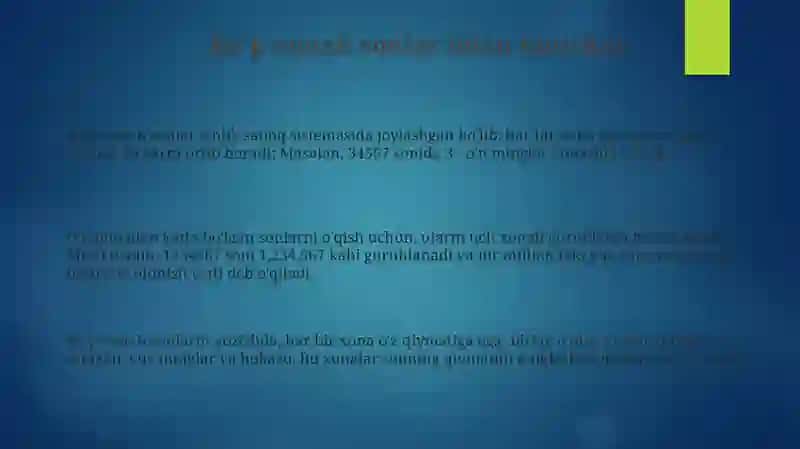 Ko'p xonali sonlar ustida ishlash 3