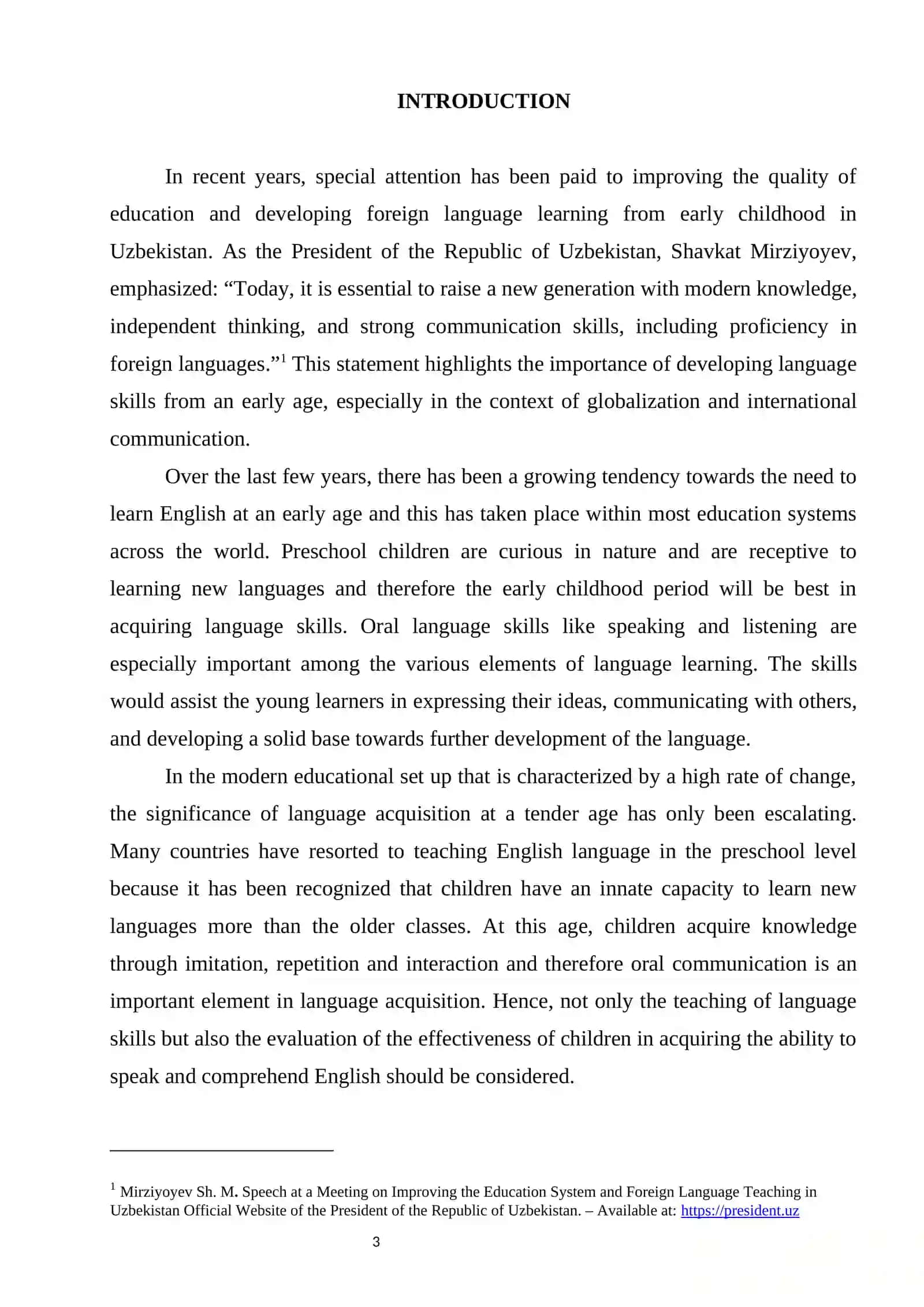 COURSE WORK THE THEME: ASSESSING ORAL LANGUAGE SKILLS IN PRESCHOOL ENGLISH LANGUAGE LEARNERS 3