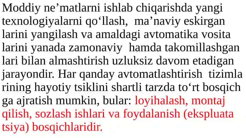 Avtomatlashtirishtizimlarni loyihalash, o’rnatish va sozlash 3