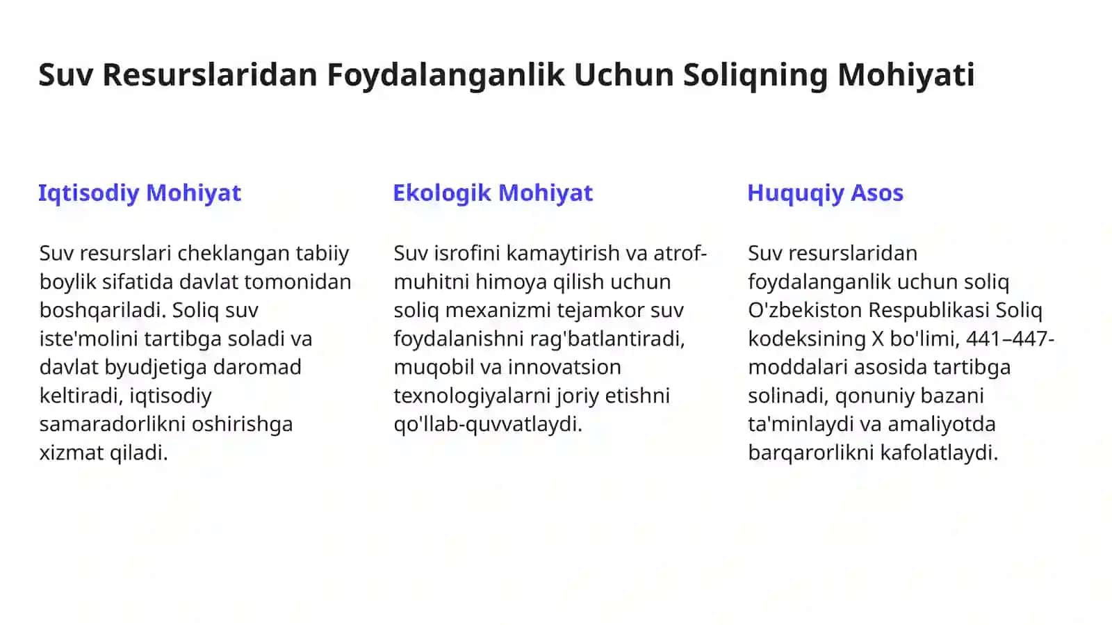 Suv Resurslaridan Foydalanganlik Uchun Soliq 3