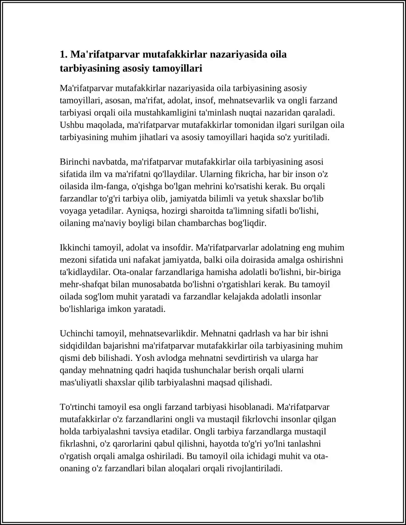 MA'RIFATPARVAR MUTAFAKKIRLARNING OILA TARBIYASIGA OID FIKRLARI 3