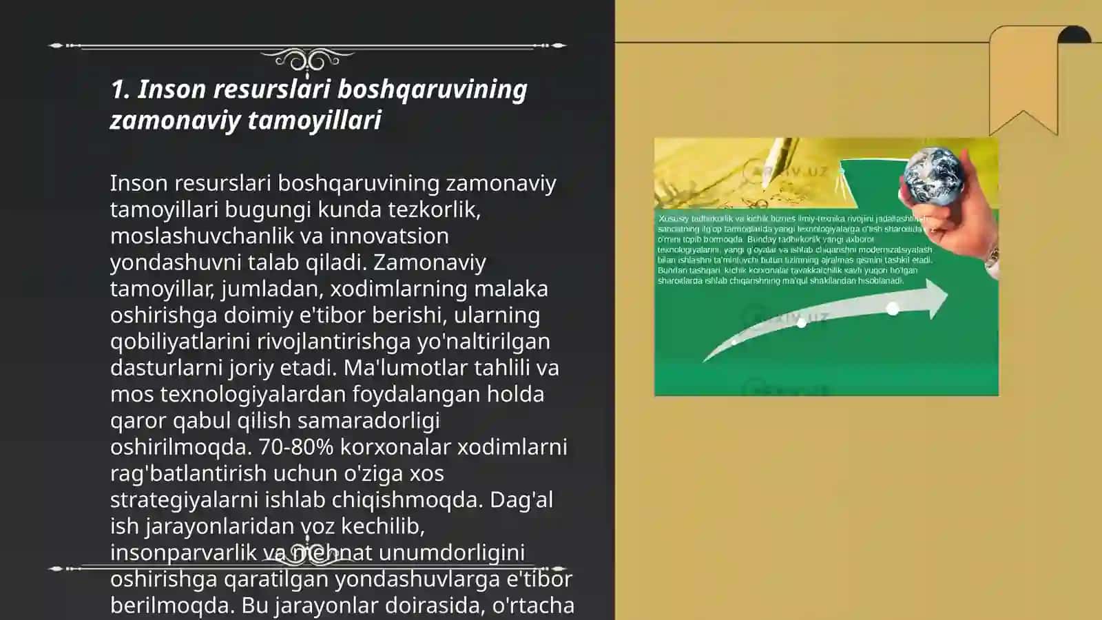 Zamonaviy sharoitlarda inson resurslarini boshqarishning tutgan o‘rni va strategiyasi 3