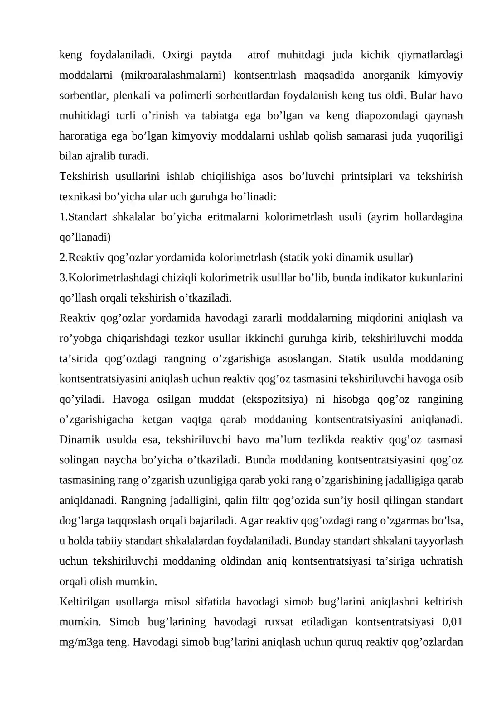 Ishlab chiqarish muhiti havosidagi kimyoviy omillarni aniqlash 3