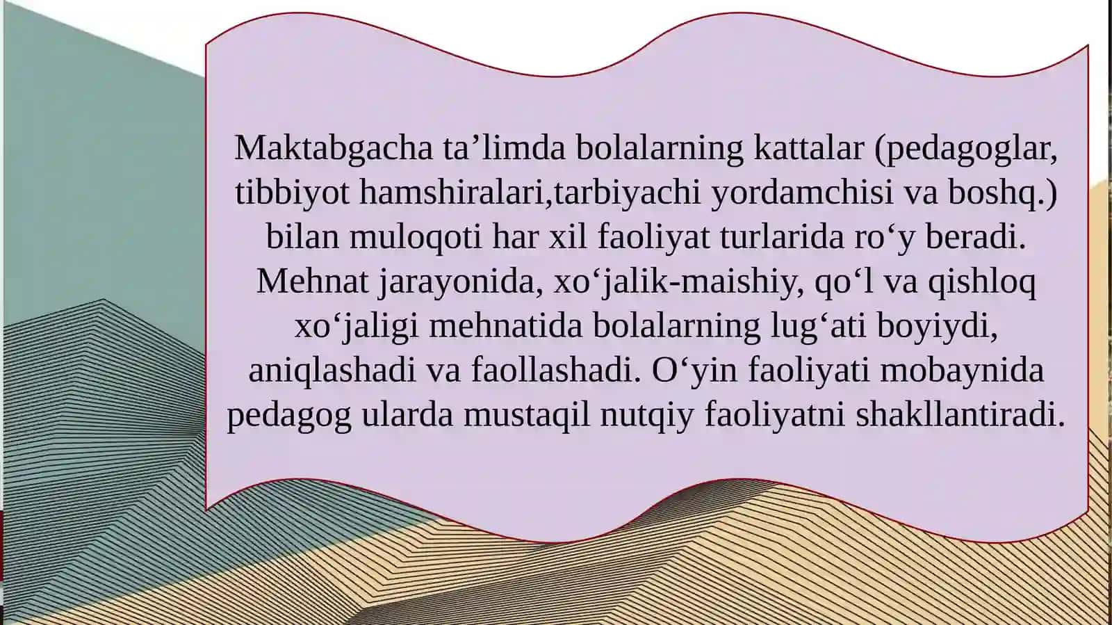 Rivojlantiruvchi markazlarda ta’limiy faoliyat va ularga qo‘yiladigan talablar. Maktabgacha ta’lim tashkilotlarida rivojlantiruvchi markazlarga rahbarlik qilish 3
