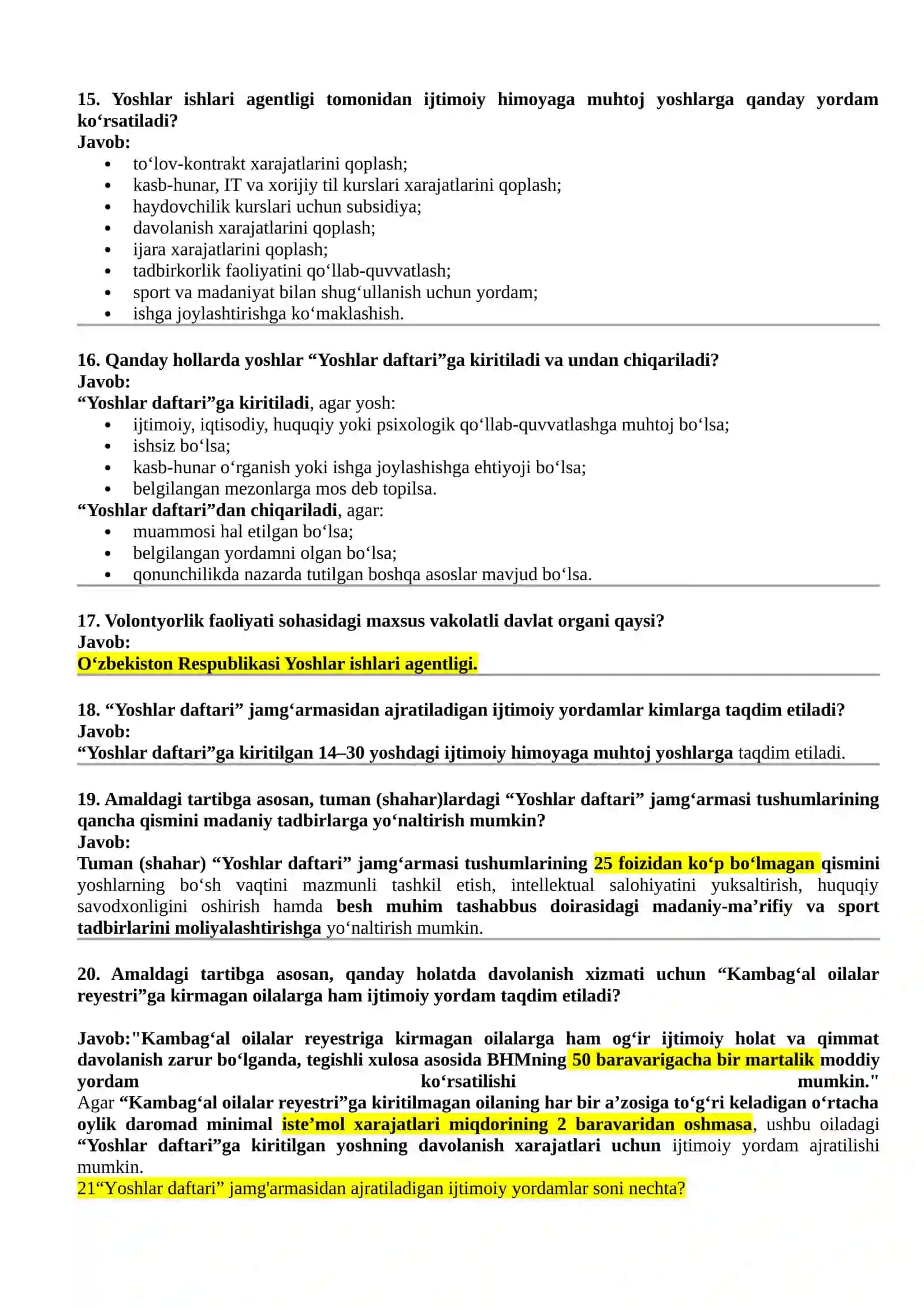 Yoshlar yetakchisi uchun savollarga javoblar 155ta 3