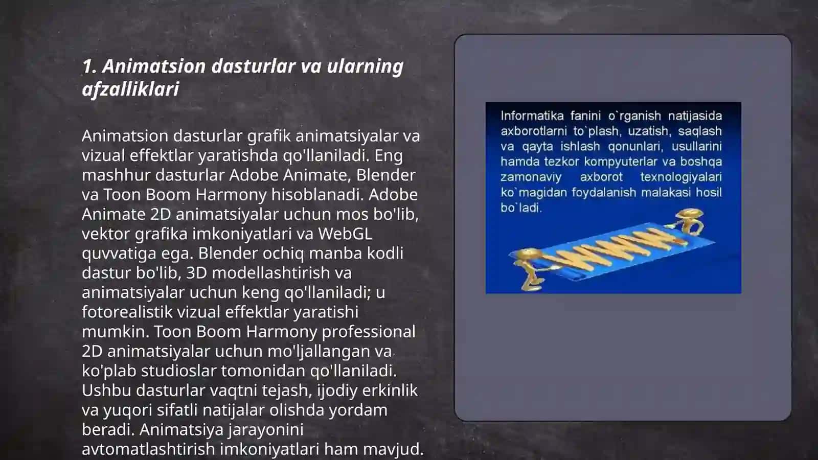 Animatsion axborotlarni yaratish va qayta ishlash vositalari 3
