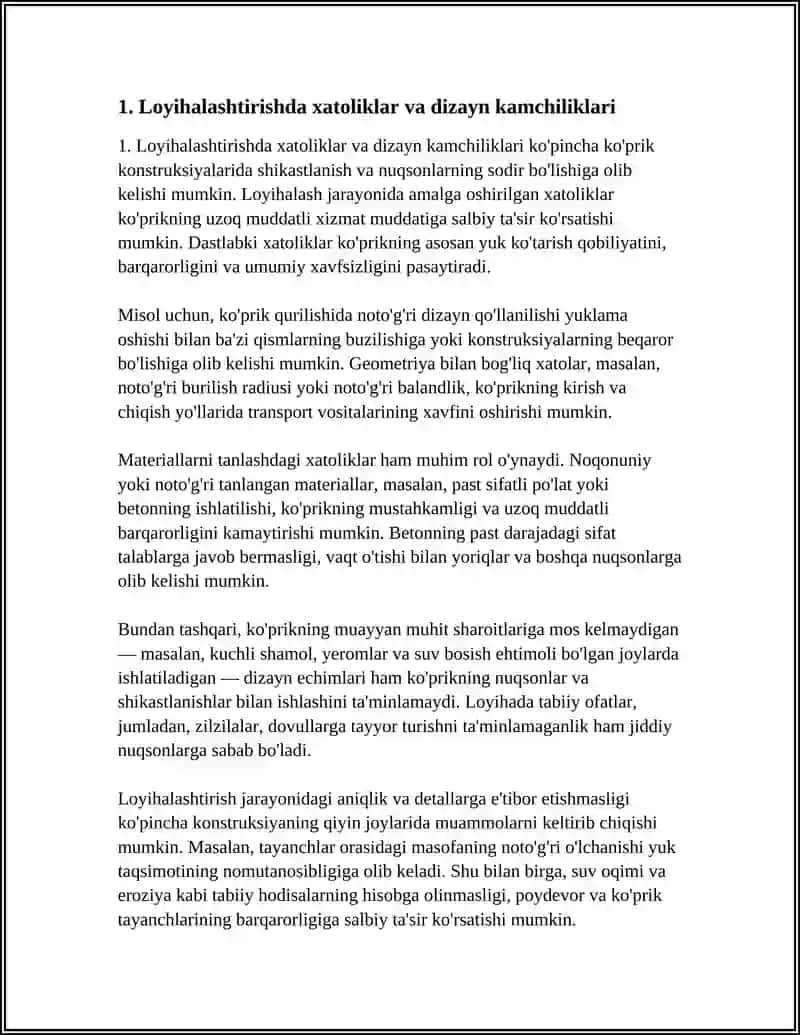 KOPRIK KONSTRUKSIYALARIDA SHIKASTLANISH VA NUQSONLARNING SODIR BOLISH SABABLARI. 3