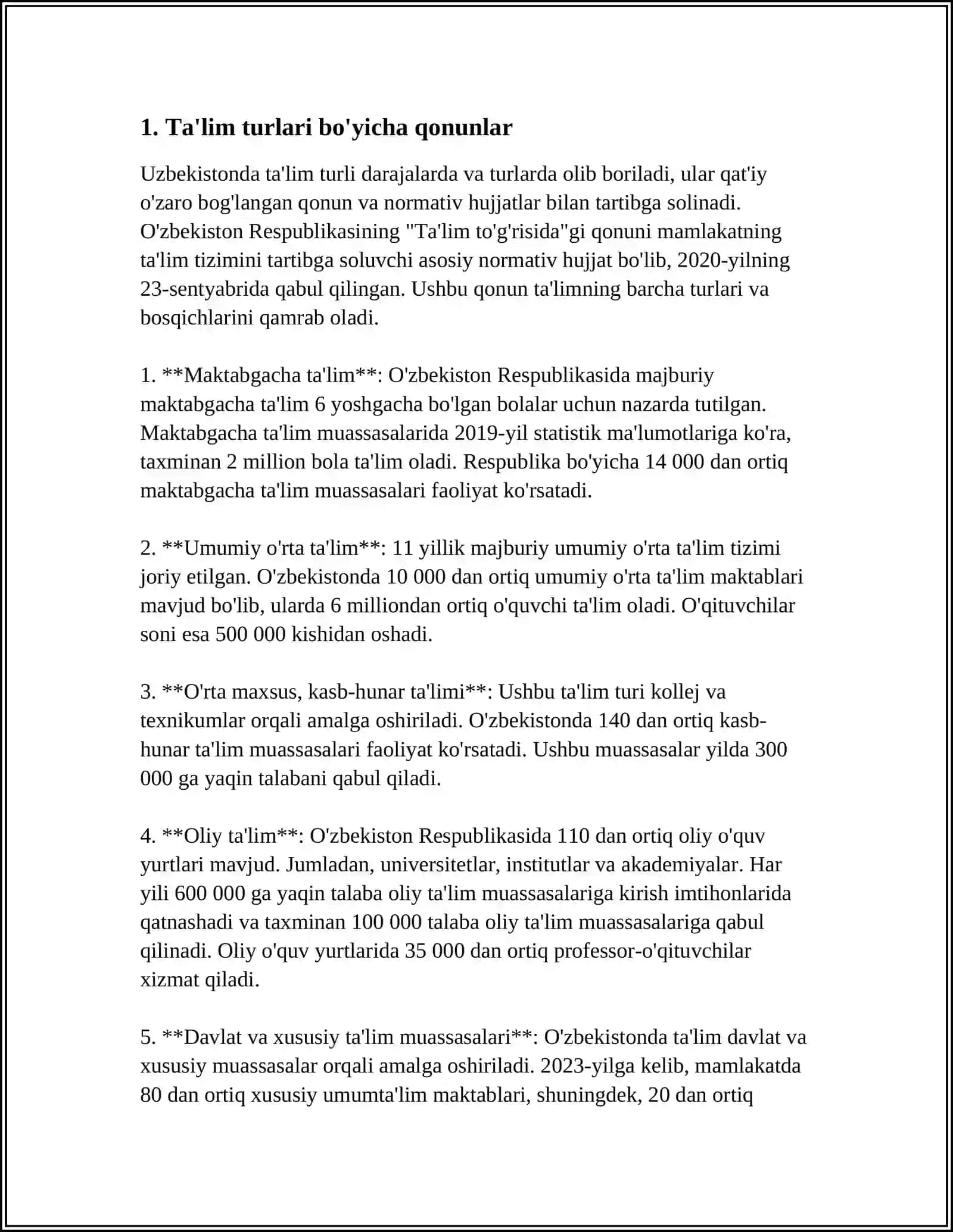 OʻZBEKISTONDA TAʼLIM TOʻGʻRISIDAGI QONUNLAR 3