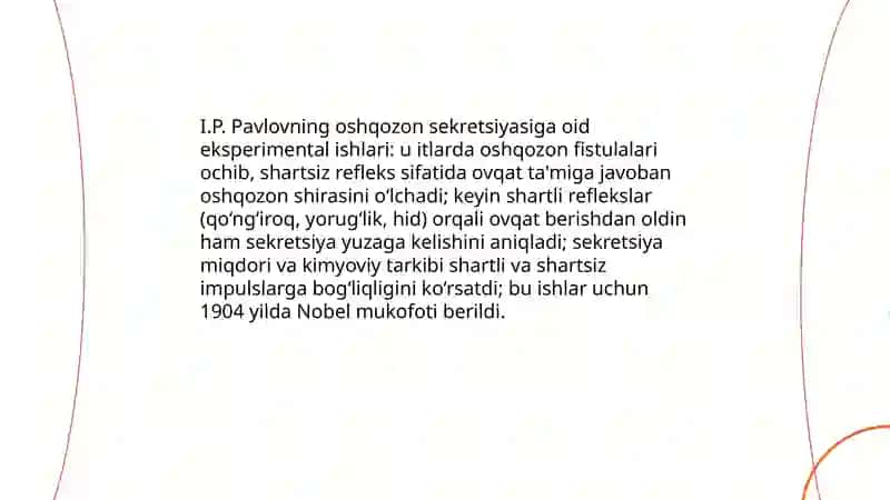 I.P.Pavlavning hazm soxasidagiIshlari 3
