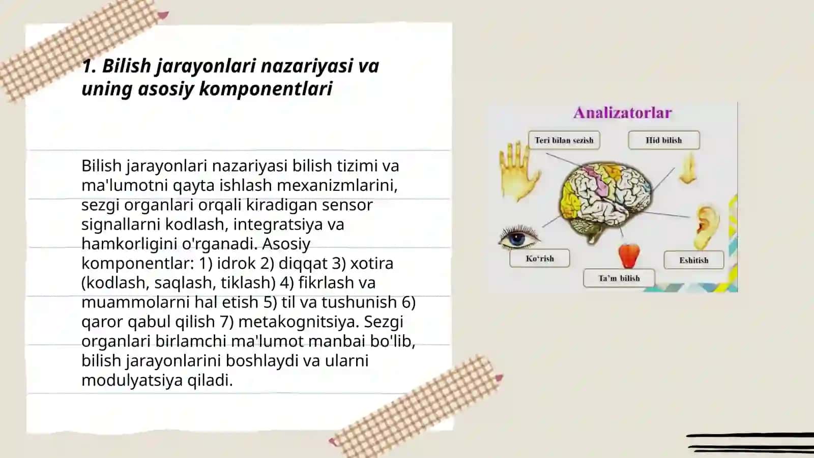 Bilish jarayonlari nazariyasi va uning asosiy komponentlari 3