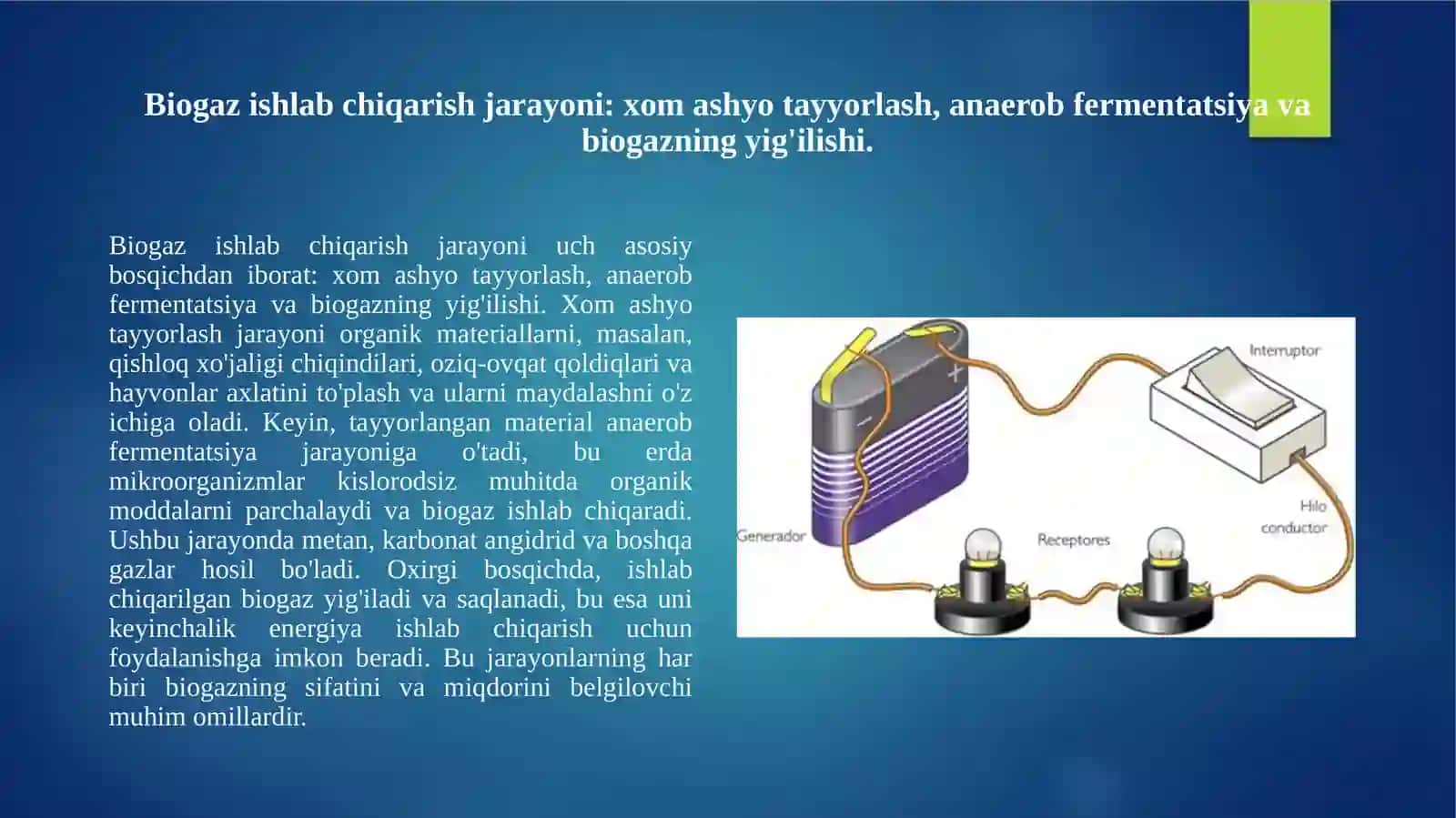 Biogazdanelektrenergiyasiolishtexnologikzanjiri 3